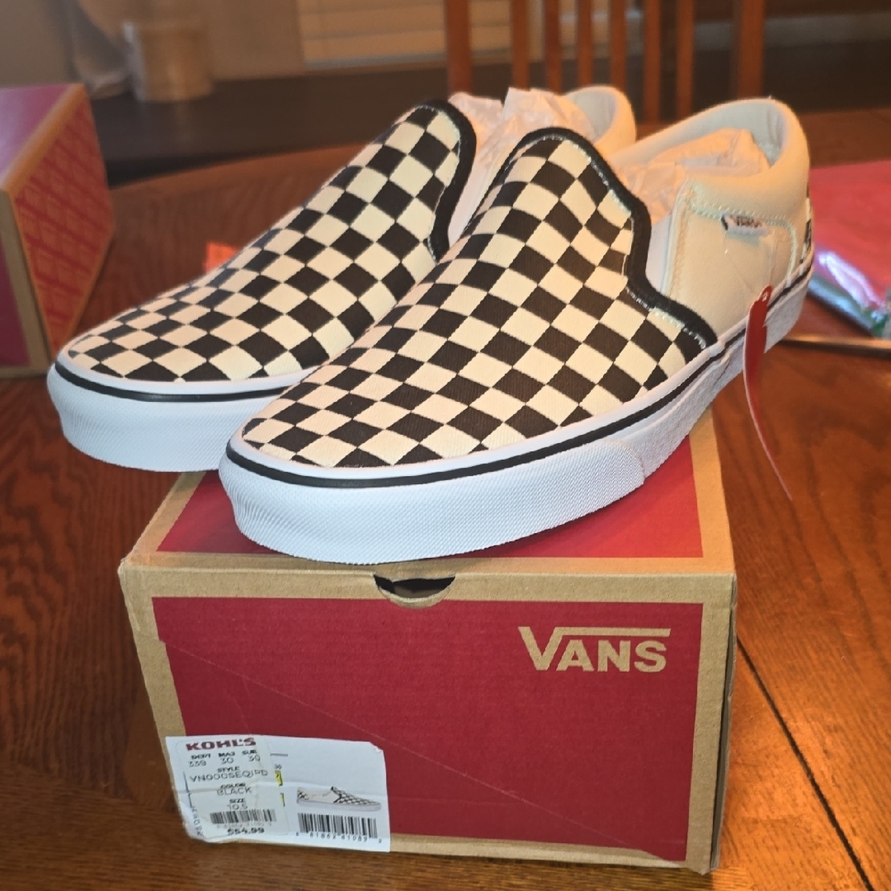 Vans Black and White Checkerboard Slip-Ons